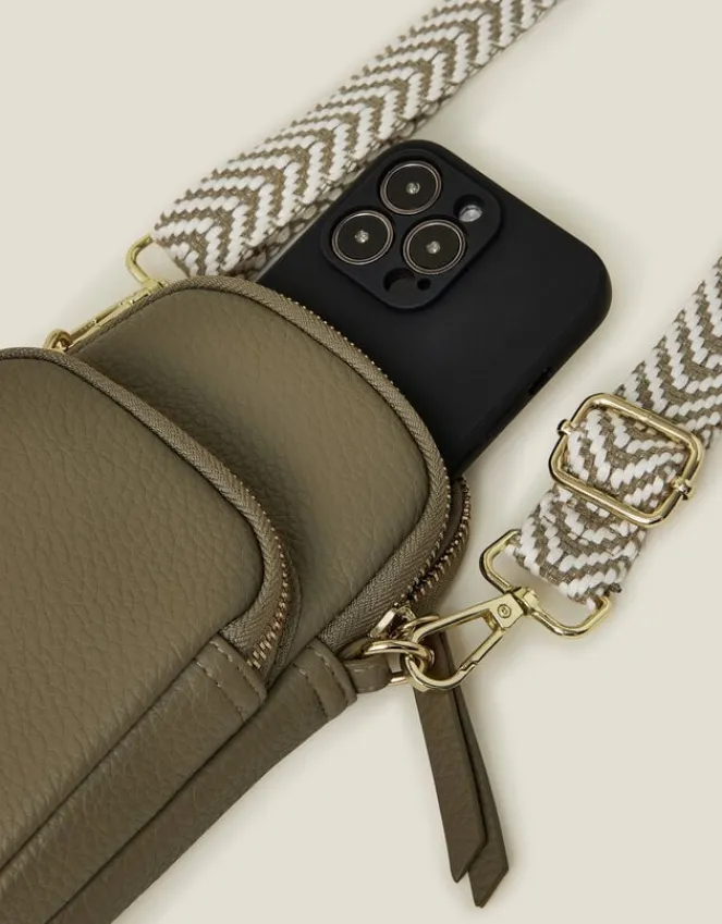 Accessorize Webbing Strap Phone Bag Green