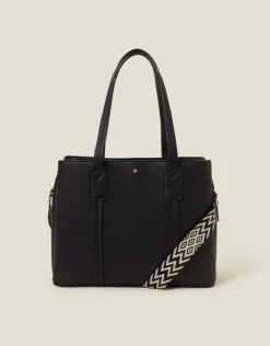 Accessorize Webbing Strap Tote Bag Black