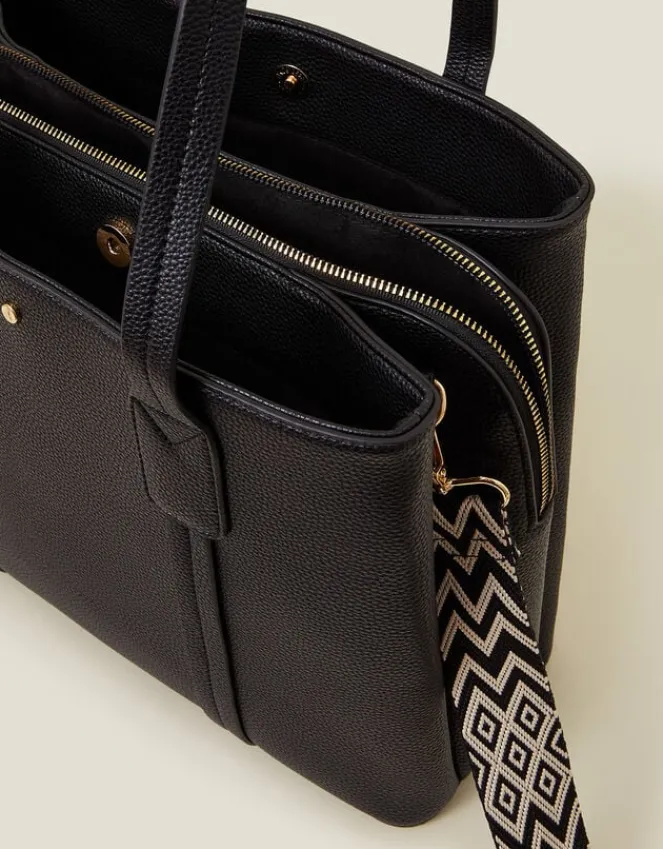 Accessorize Webbing Strap Tote Bag Black