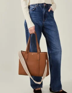 Accessorize Webbing Strap Tote Bag Tan