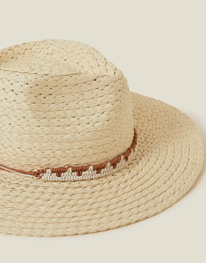 Accessorize Western Straw Fedora Hat