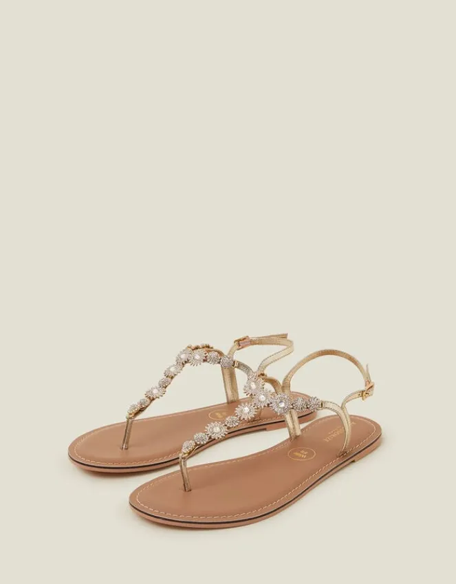 Accessorize Wide Fit Rome Sparkly Sandals Gold