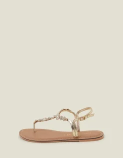 Accessorize Wide Fit Rome Sparkly Sandals Gold