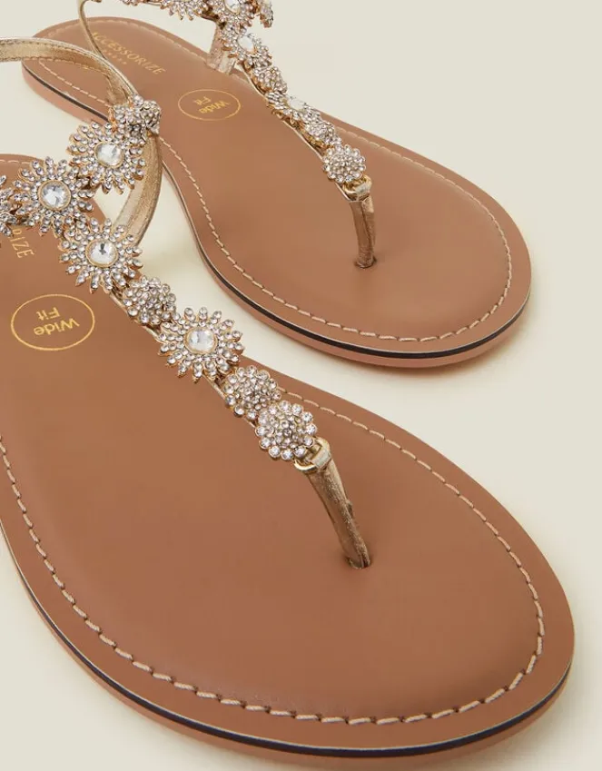 Accessorize Wide Fit Rome Sparkly Sandals Gold