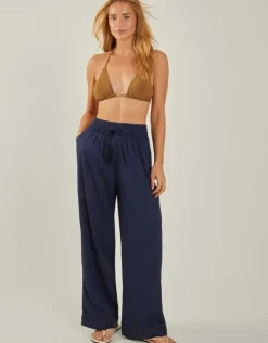 Accessorize Wide Leg Beach Trousers Blue