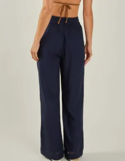 Accessorize Wide Leg Beach Trousers Blue