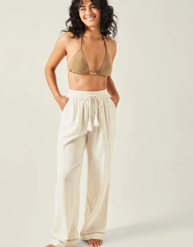 Accessorize Wide Leg Beach Trousers Camel