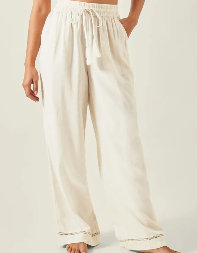 Accessorize Wide Leg Beach Trousers Camel