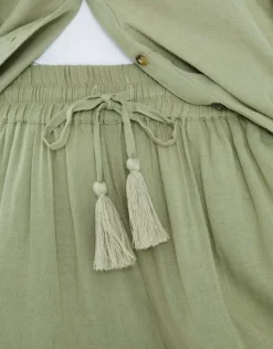 Accessorize Wide Leg Beach Trousers Green