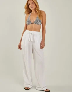 Accessorize Wide Leg Beach Trousers White