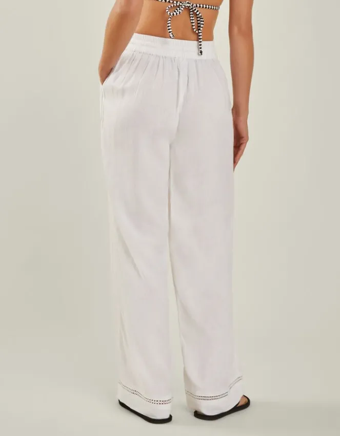 Accessorize Wide Leg Beach Trousers White