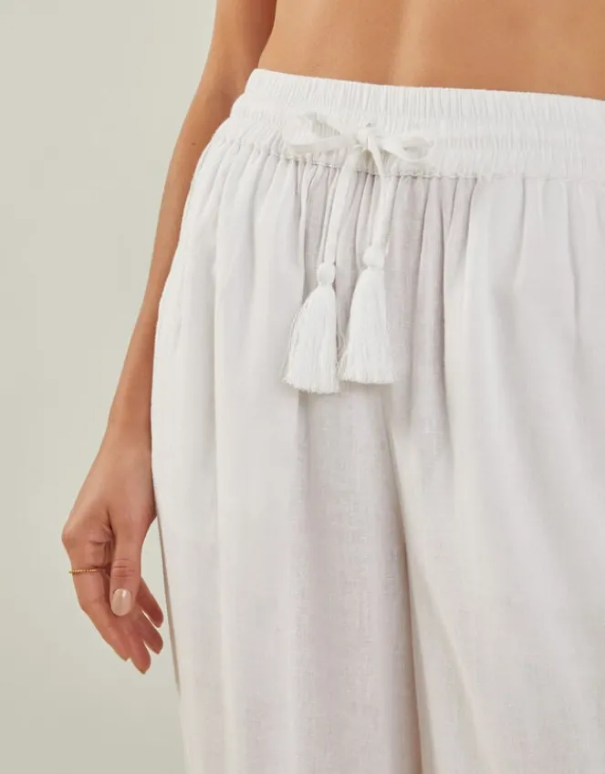Accessorize Wide Leg Beach Trousers White