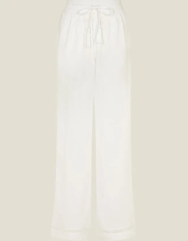 Accessorize Wide Leg Beach Trousers White