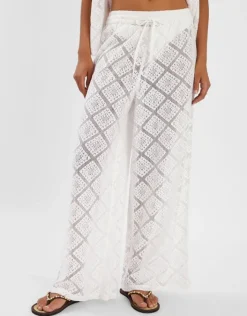 Accessorize Wide Leg Lace Trousers Ivory