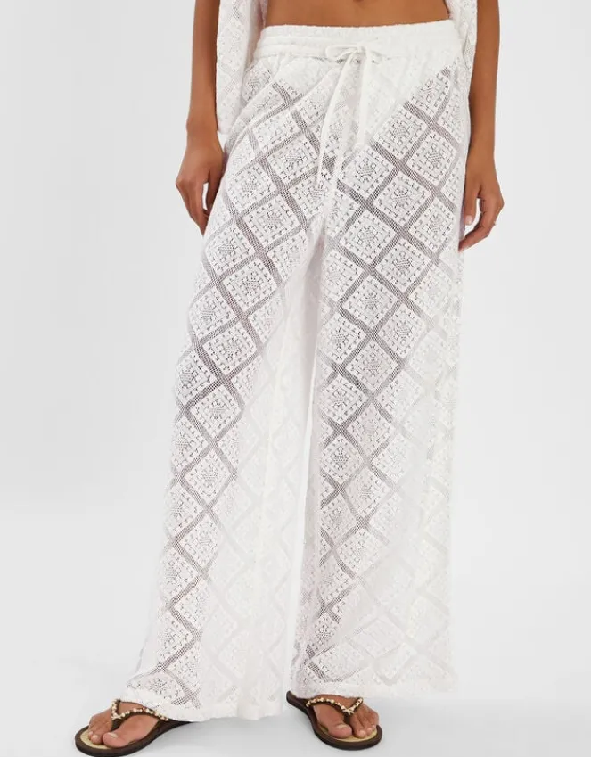 Accessorize Wide Leg Lace Trousers Ivory