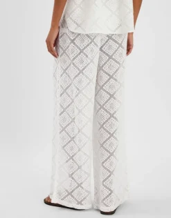Accessorize Wide Leg Lace Trousers Ivory