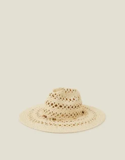 Accessorize Woven Beaded Fedora Hat