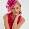 Accessorize Woven Bow Feather Disc Fascinator Pink