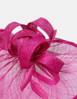 Accessorize Woven Bow Feather Disc Fascinator Pink