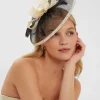 Accessorize Woven Bow Feather Disc Fascinator Black