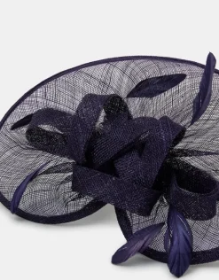 Accessorize Woven Bow Feather Disc Fascinator Blue