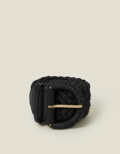 Accessorize Woven Buckle Belt Black