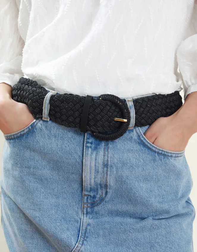 Accessorize Woven Buckle Belt Black