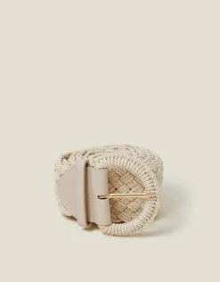 Accessorize Woven Buckle Belt Cream