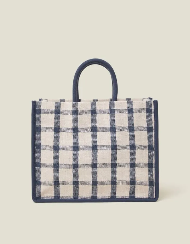 Accessorize Woven Check Print Shopper Bag