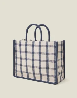 Accessorize Woven Check Print Shopper Bag