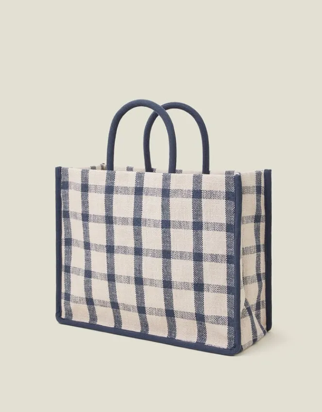Accessorize Woven Check Print Shopper Bag