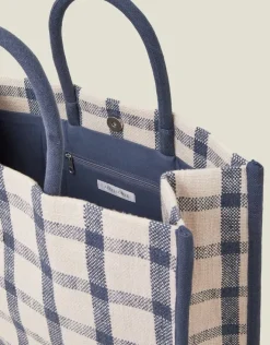 Accessorize Woven Check Print Shopper Bag