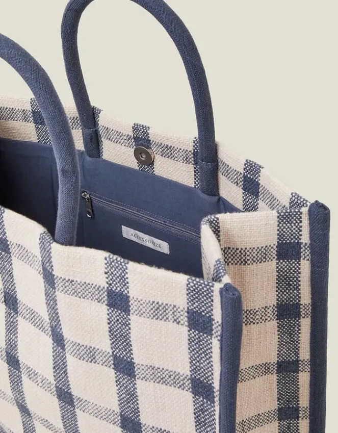Accessorize Woven Check Print Shopper Bag