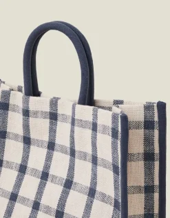Accessorize Woven Check Print Shopper Bag