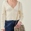 Accessorize Woven Embellished Clutch Bag Cream
