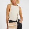 Accessorize Woven Satchel Cross-Body Bag Cream