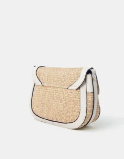 Accessorize Woven Satchel Cross-Body Bag Cream