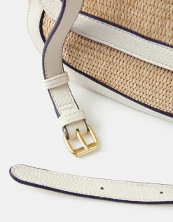 Accessorize Woven Satchel Cross-Body Bag Cream