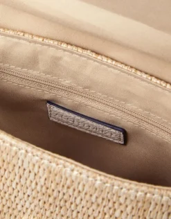 Accessorize Woven Satchel Cross-Body Bag Cream
