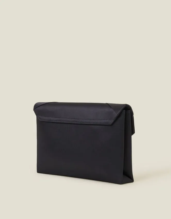 Accessorize Woven Satin Envelope Clutch Bag Blue