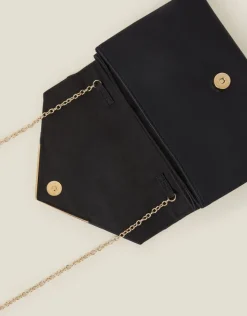 Accessorize Woven Satin Envelope Clutch Bag Blue