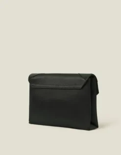 Accessorize Woven Satin Envelope Clutch Bag Black