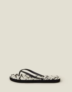 Accessorize Zebra Print Flip Flops Black