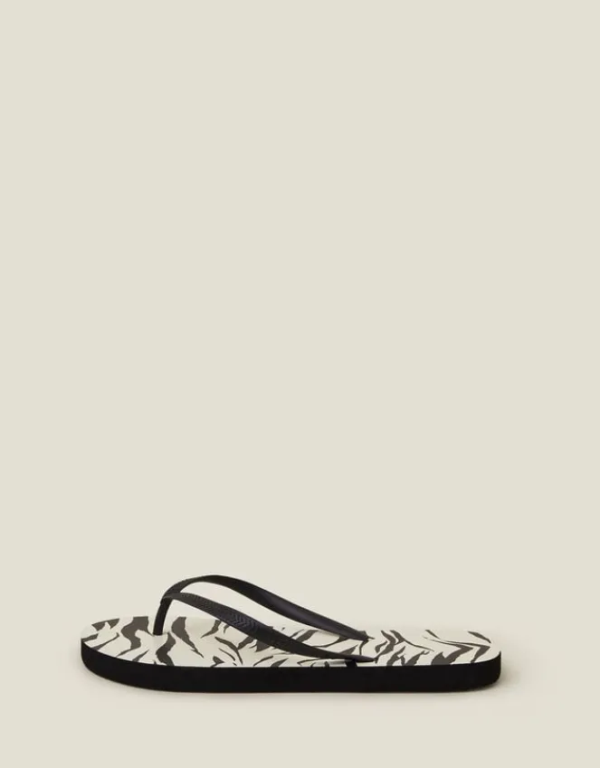 Accessorize Zebra Print Flip Flops Black
