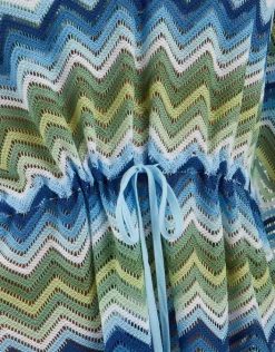 Accessorize Zig Zag Crochet Mini Kaftan Blue