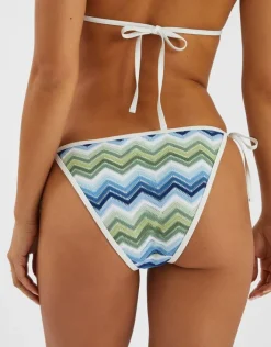 Accessorize Zig Zag Tie Side Bikini Bottoms Blue