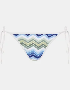 Accessorize Zig Zag Tie Side Bikini Bottoms Blue
