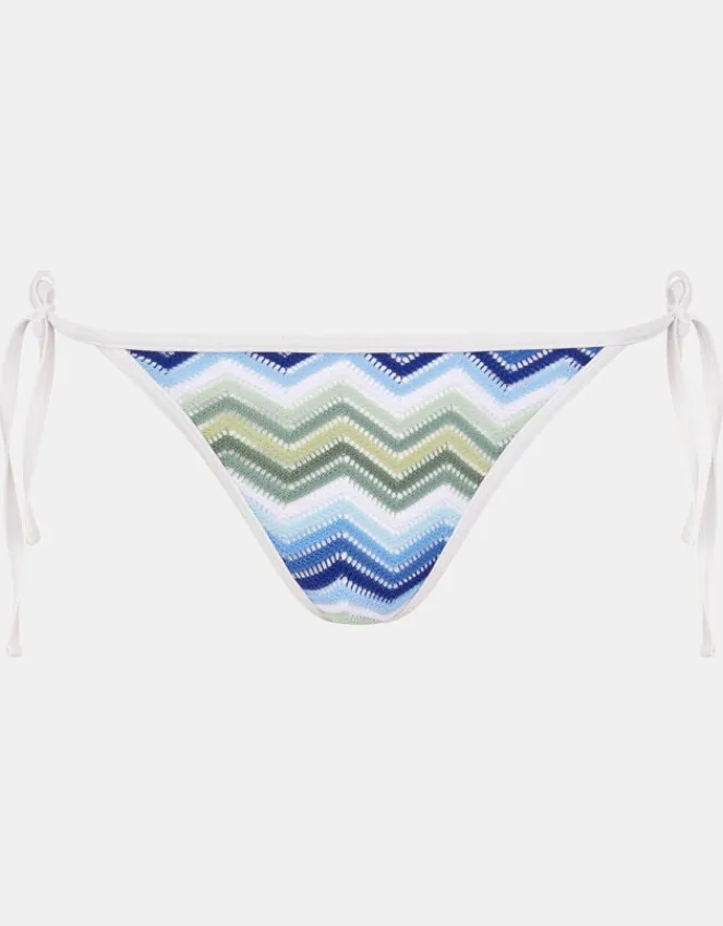Accessorize Zig Zag Tie Side Bikini Bottoms Blue