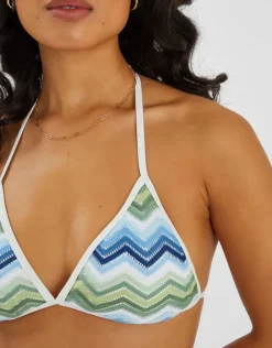 Accessorize Zig Zag Triangle Bikini Top Blue