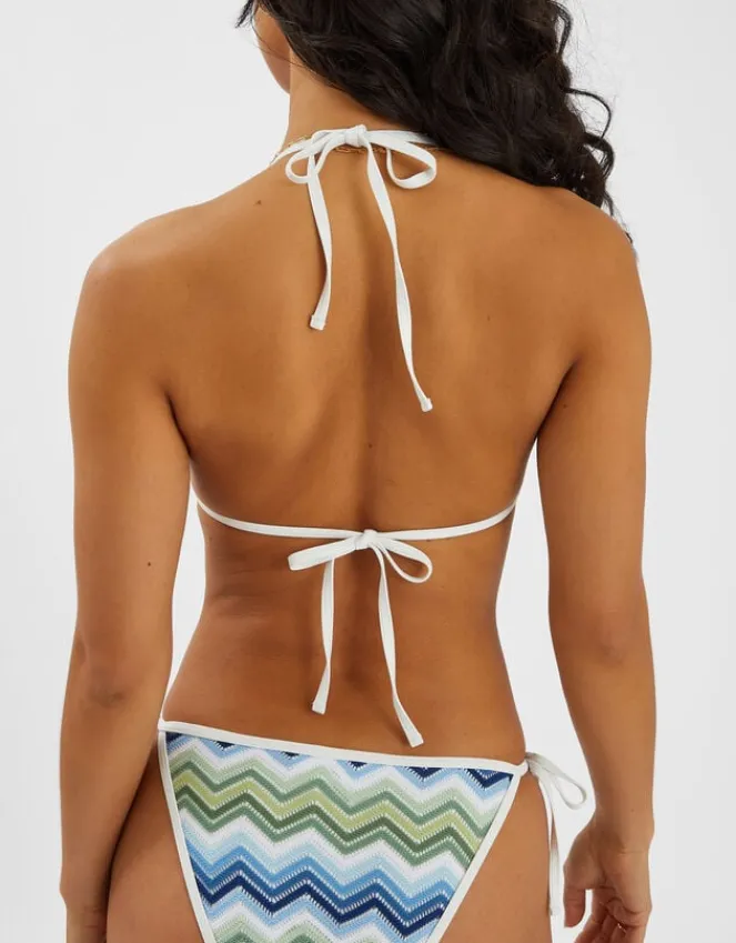 Accessorize Zig Zag Triangle Bikini Top Blue